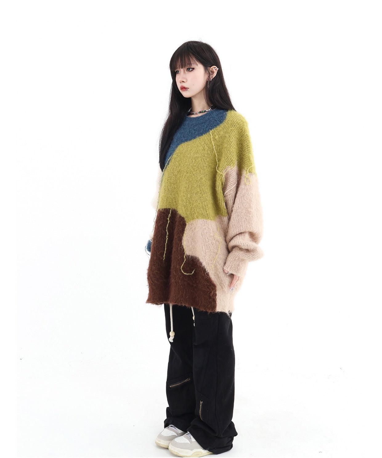 Color Bock Tassel Fluffy Sweater Korean Street Fashion Sweater By Jump Next Shop Online at OH Vault