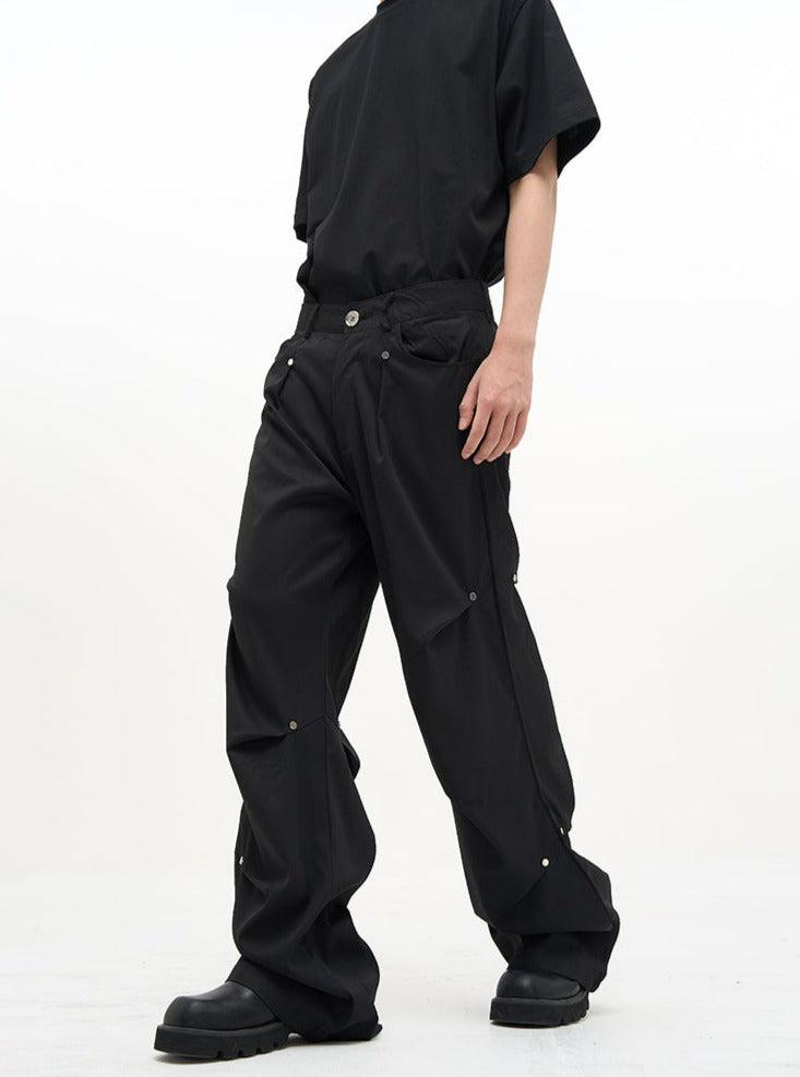 Casual Buttoned Pleats Pants Korean Street Fashion Pants By 77Flight Shop Online at OH Vault