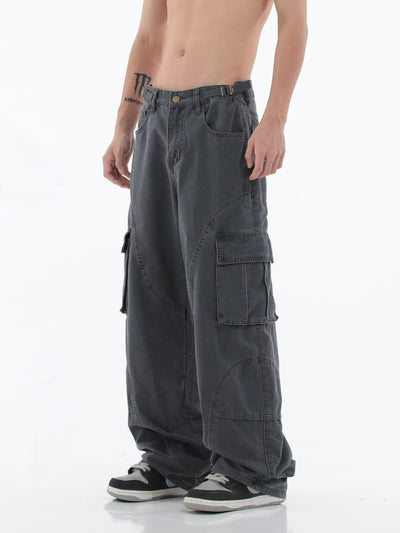 Washed Straight Loose Cargo Pants Korean Street Fashion Pants By MEBXX Shop Online at OH Vault