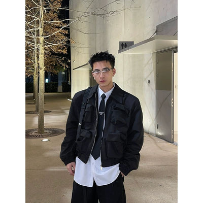 Functional Shoulder Pad Short Jacket Korean Street Fashion Jacket By Poikilotherm Shop Online at OH Vault