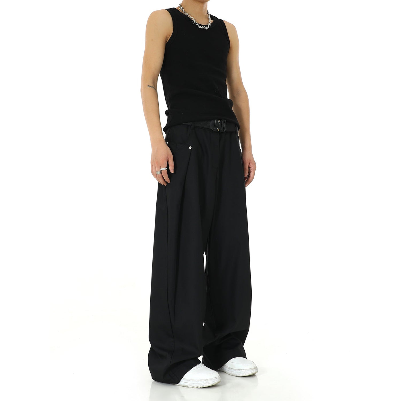 Casual Side Button Pleated Pants Korean Street Fashion Pants By MEBXX Shop Online at OH Vault