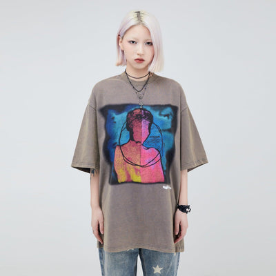 Creative Portrait Graphic T-Shirt Korean Street Fashion T-Shirt By Made Extreme Shop Online at OH Vault