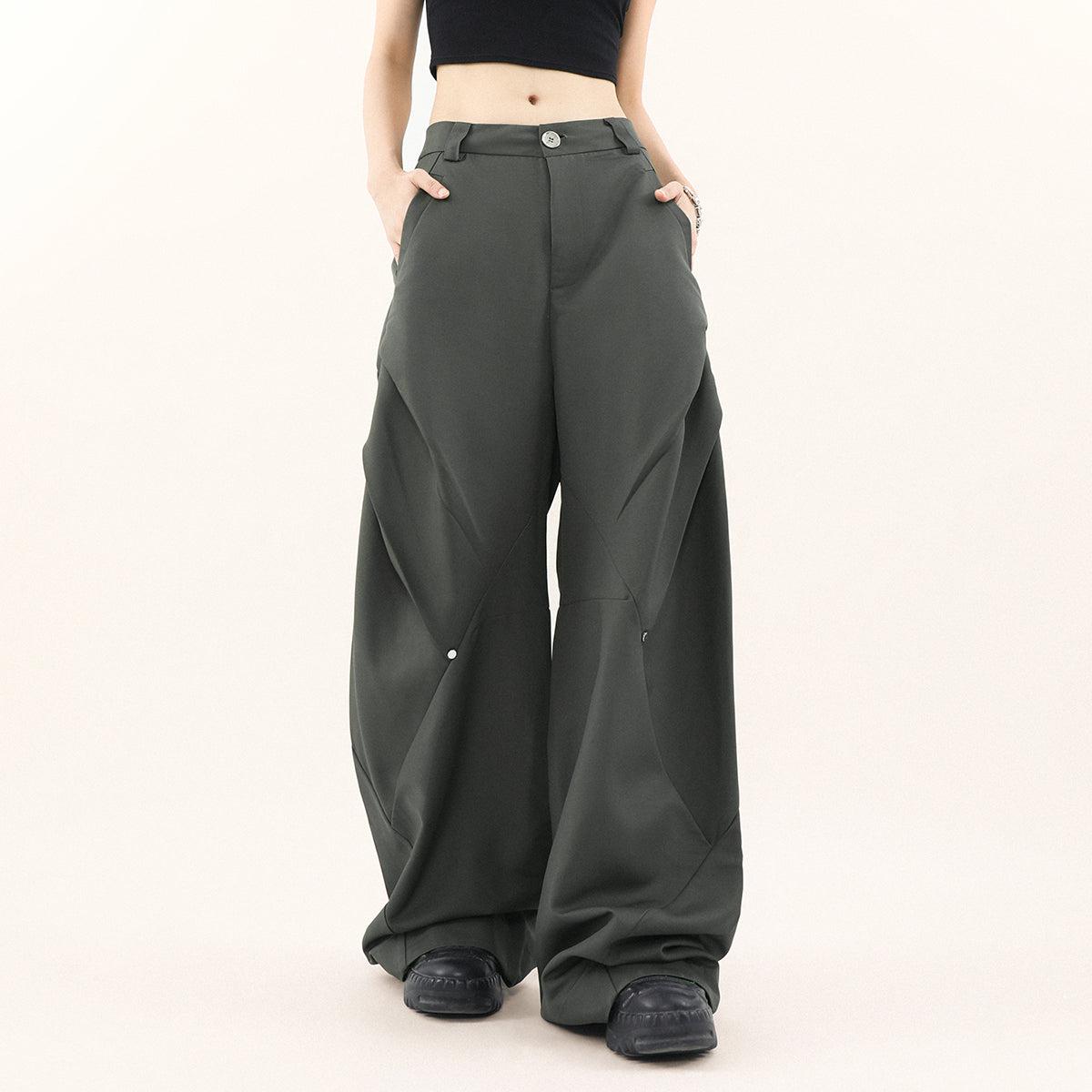 Button Pleated Loose Trousers Korean Street Fashion Pants By Mr Nearly Shop Online at OH Vault