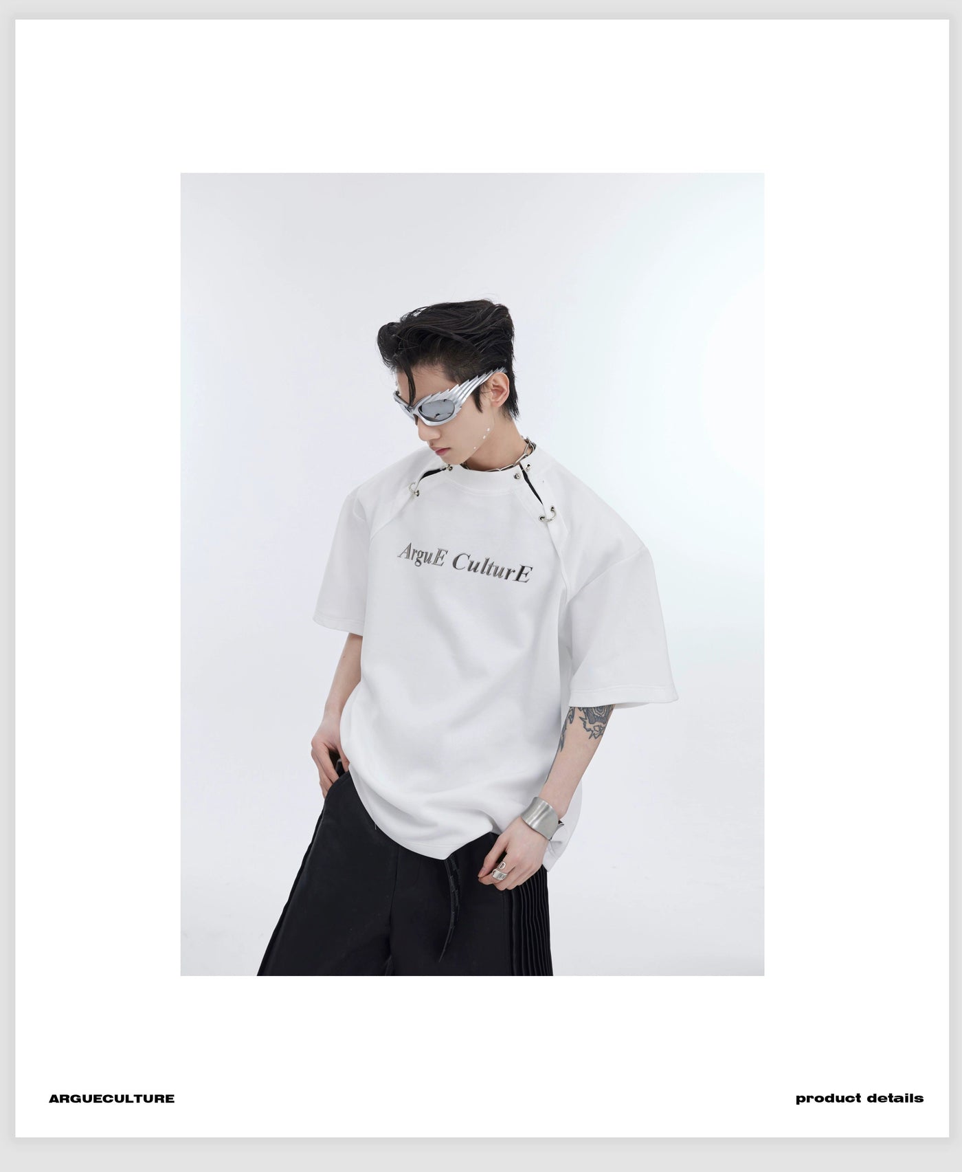 Linked Sleeve Splits Long Sleeve T-Shirt Korean Street Fashion T-Shirt By Argue Culture Shop Online at OH Vault