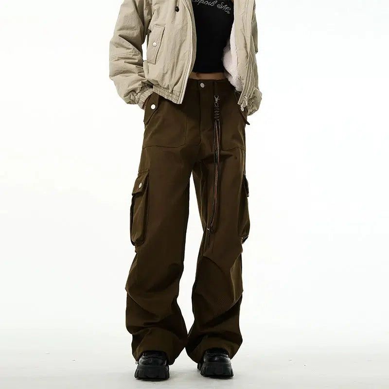 String Details Cargo Pants Korean Street Fashion Pants By 77Flight Shop Online at OH Vault