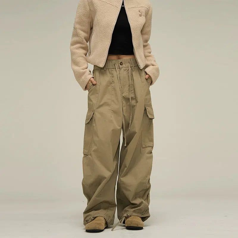 Tie Detail Cargo Pants Korean Street Fashion Pants By 77Flight Shop Online at OH Vault