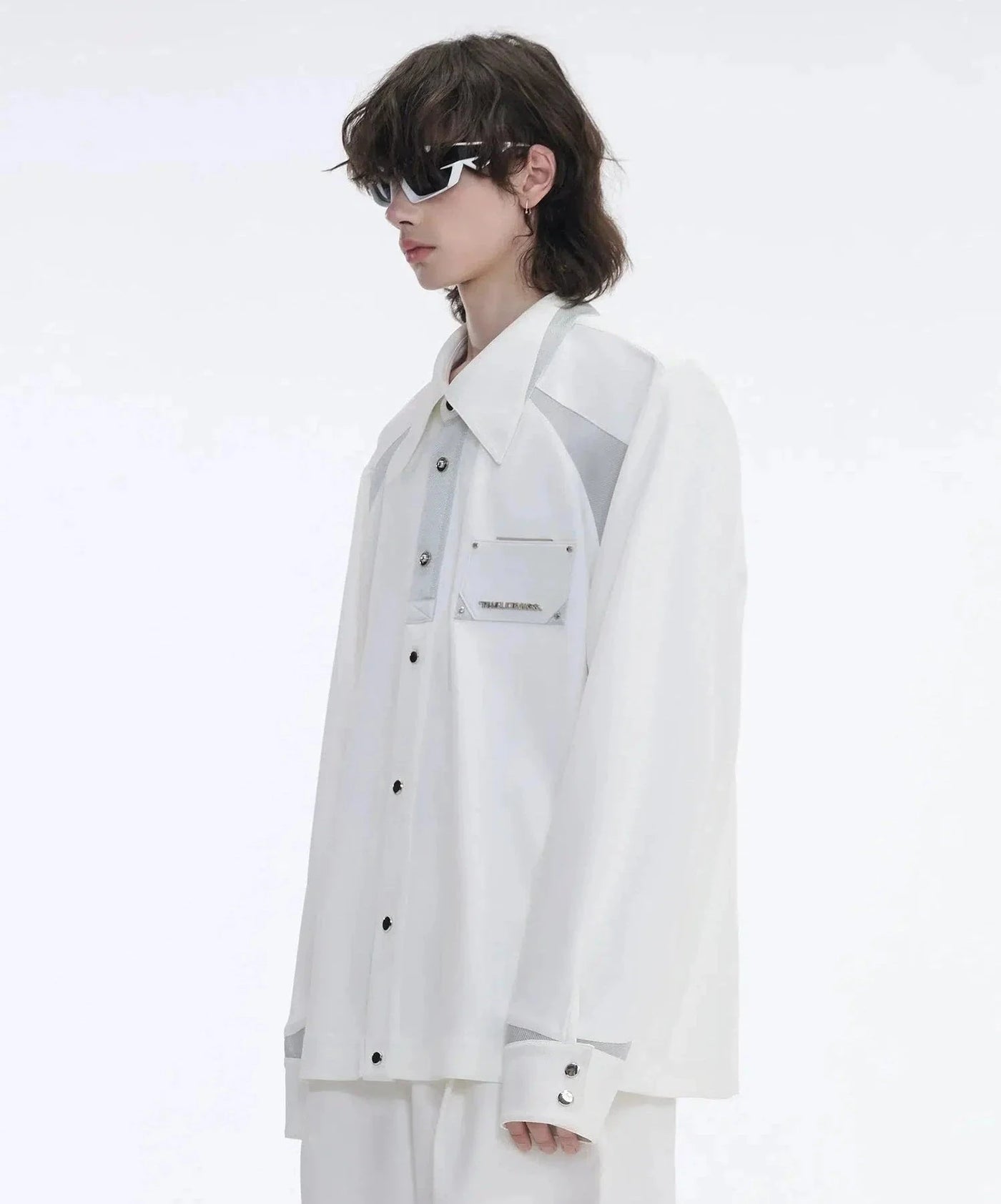 Wide Shoulder Buttoned Classic Shirt Korean Street Fashion Shirt By TIWILLTANG Shop Online at OH Vault