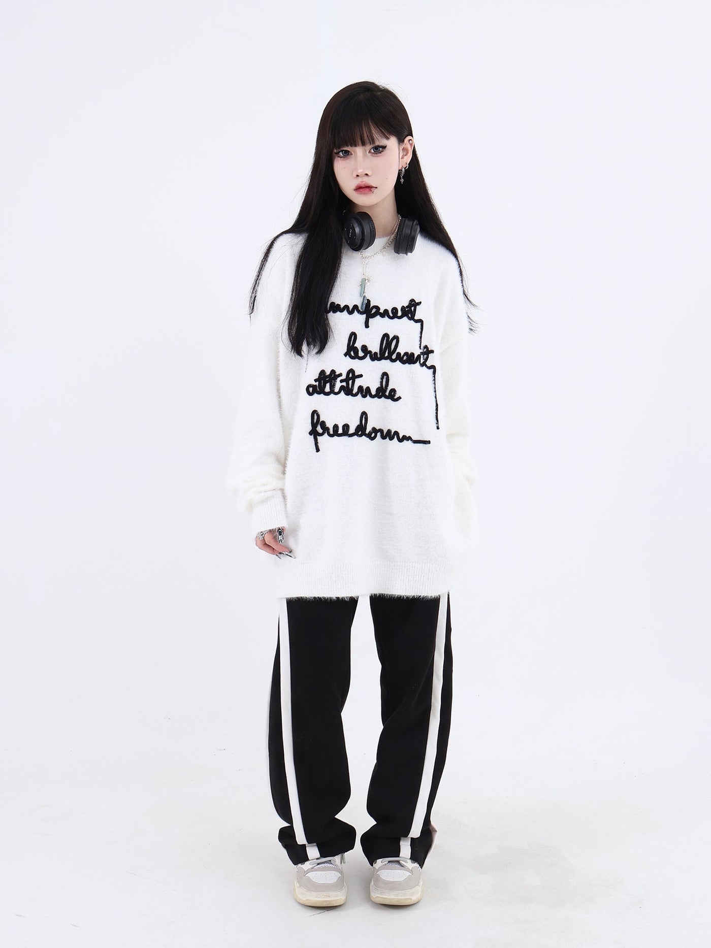 Embroidered Slogan Faux Sweater Korean Street Fashion Sweater By Jump Next Shop Online at OH Vault