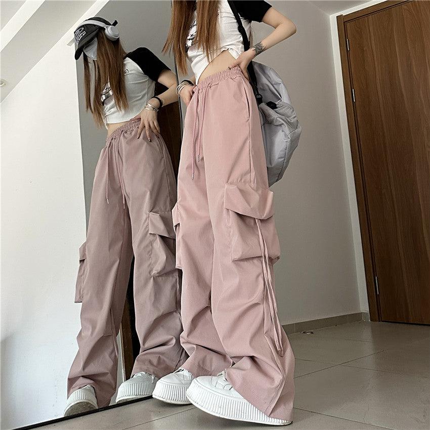 Drawstring Wide Leg Cargo Pants Korean Street Fashion Pants By Made Extreme Shop Online at OH Vault