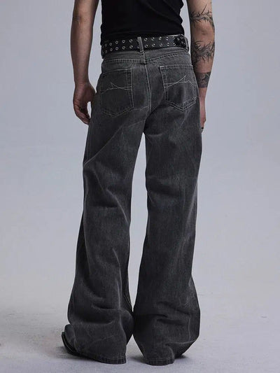 Smoke Wash Cracked Jeans Korean Street Fashion Jeans By Dark Fog Shop Online at OH Vault