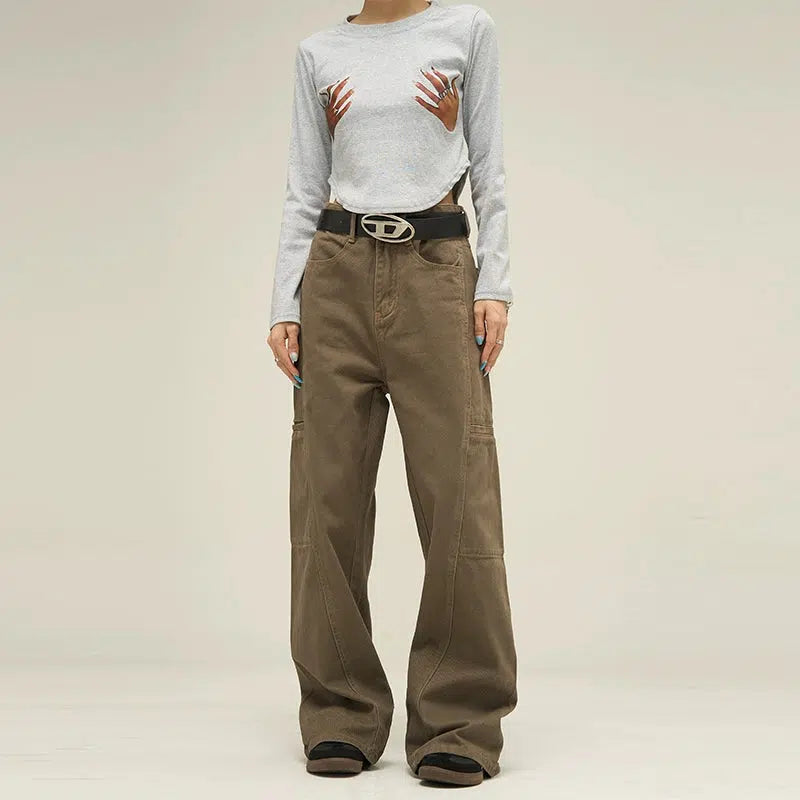 Classic Seam Detail Cargo Pants Korean Street Fashion Pants By 77Flight Shop Online at OH Vault