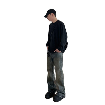 Distresed Mud-Dyed Bootcut Jeans Korean Street Fashion Jeans By A PUEE Shop Online at OH Vault