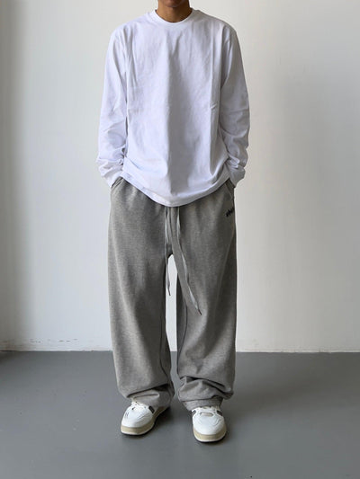 Drawstring Denim Flange Sweatpants Korean Street Fashion Pants By MEBXX Shop Online at OH Vault