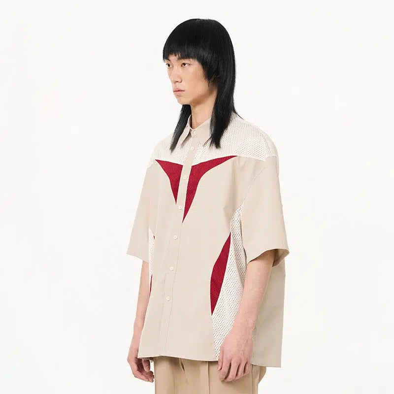 Contrast Blades Buttoned Shirt Korean Street Fashion Shirt By 7440 37 1 Shop Online at OH Vault