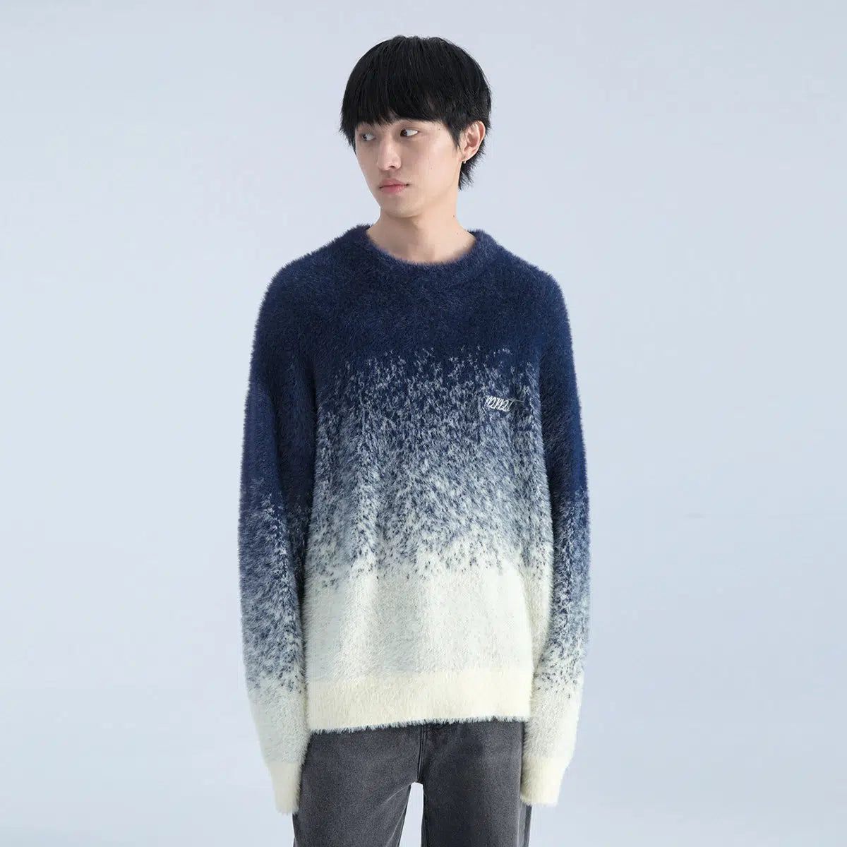 Gradient Effect Fuzzy Sweater Korean Street Fashion Sweater By Mentmate Shop Online at OH Vault