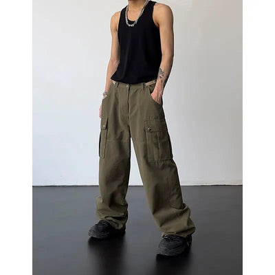 Essential High Waisted Loose Cargo Pants Korean Street Fashion Pants By MEBXX Shop Online at OH Vault