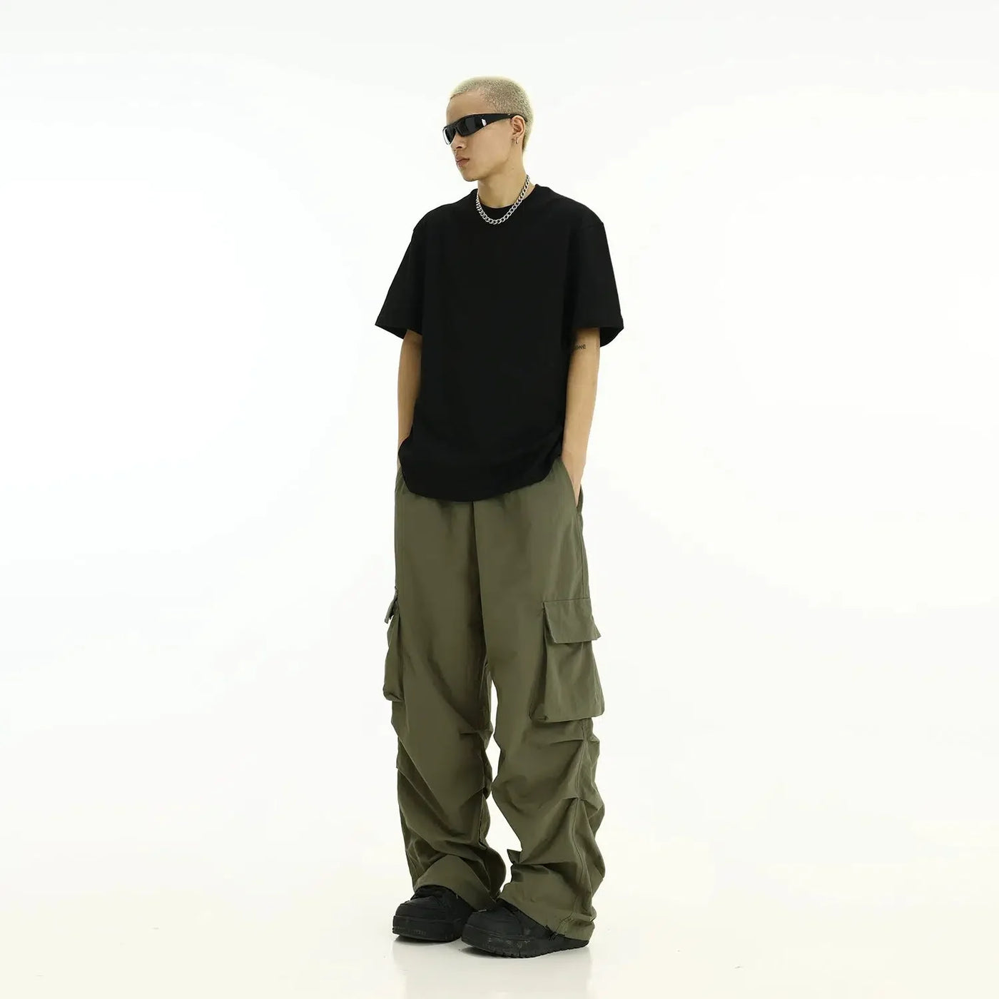 Casual Loose Pleated Cargo Pants Korean Street Fashion Pants By MEBXX Shop Online at OH Vault