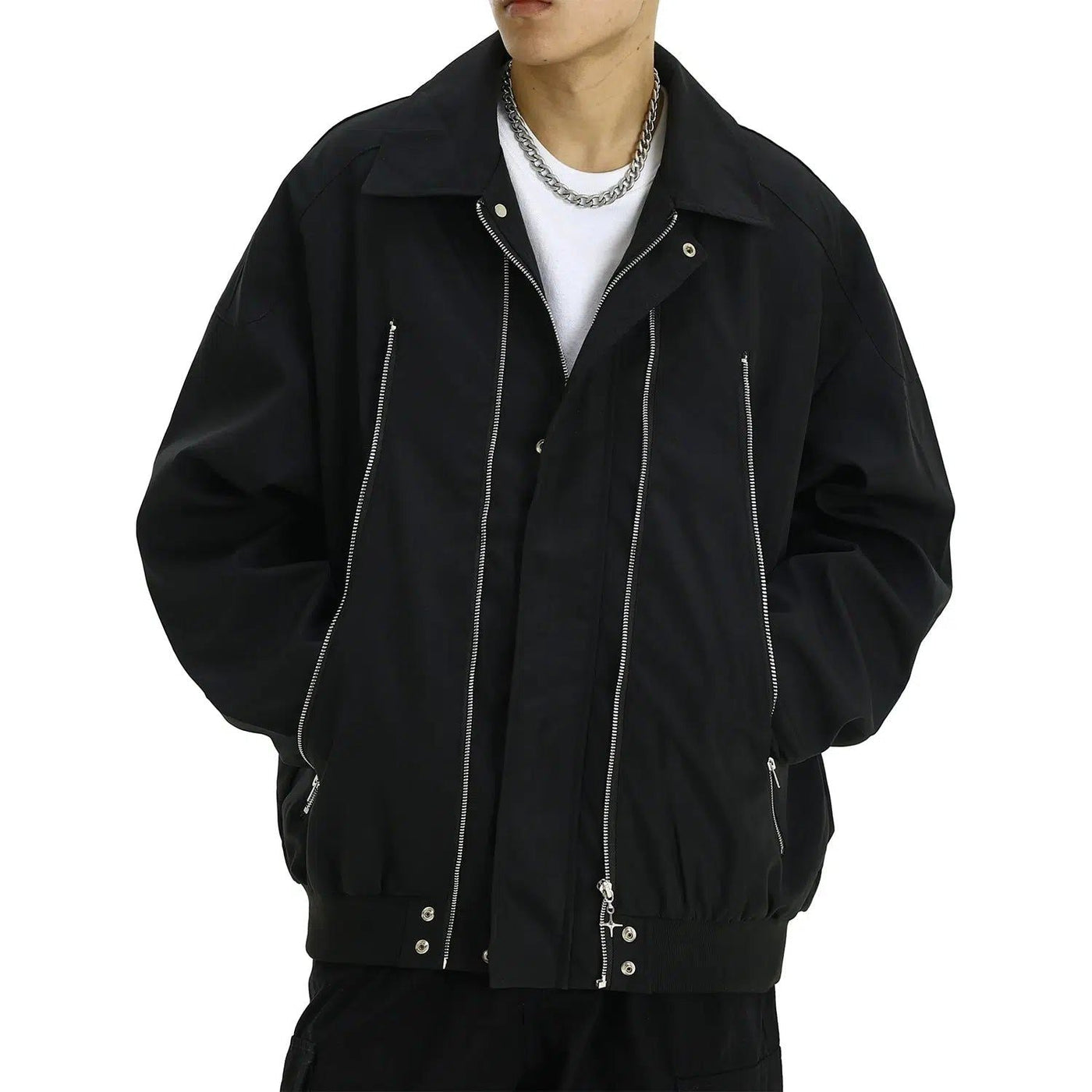 Multi-Zip Collared Jacket Korean Street Fashion Jacket By MEBXX Shop Online at OH Vault