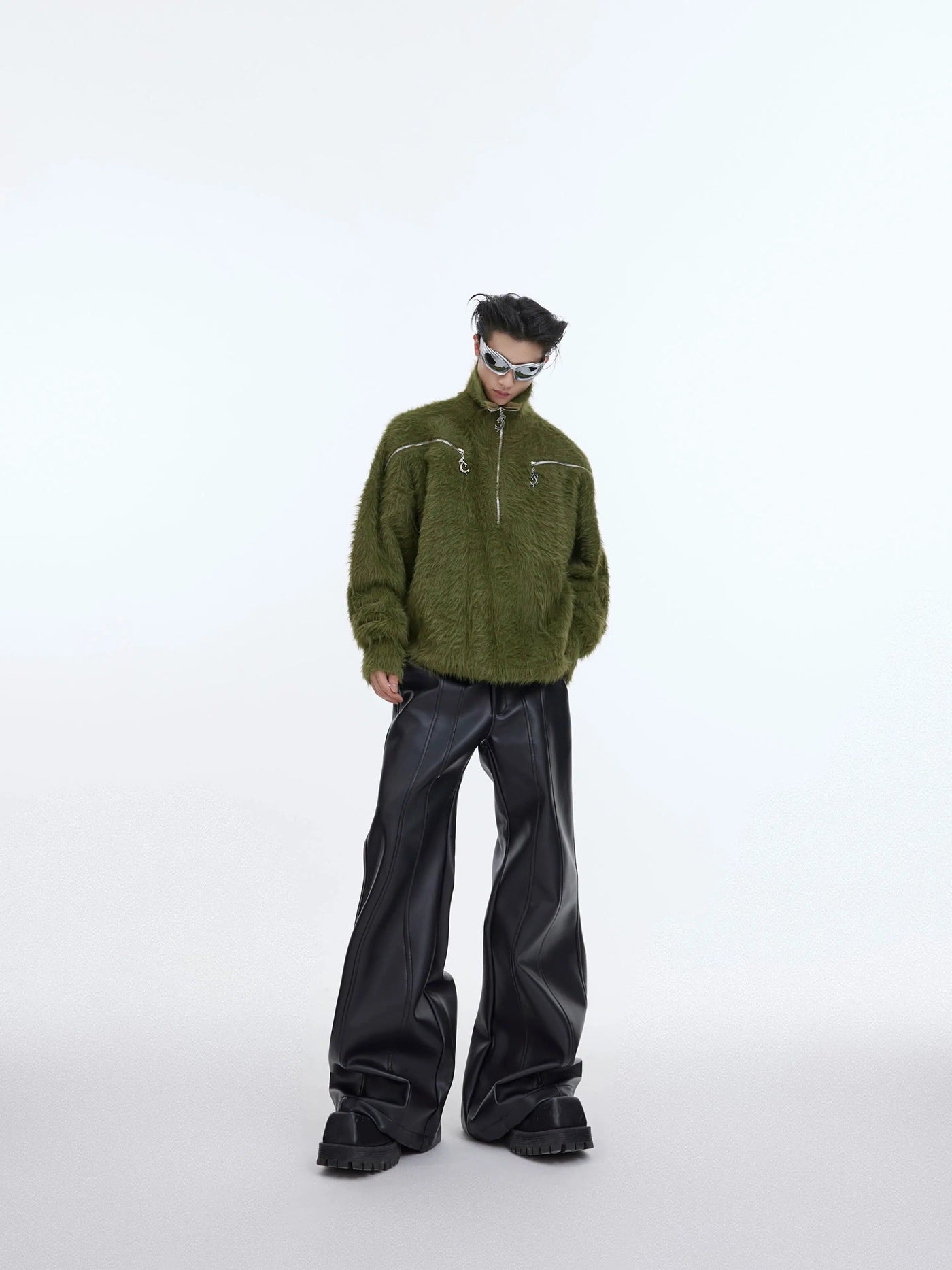 Wide Leg Cut Leather Pants Korean Street Fashion Pants By Argue Culture Shop Online at OH Vault