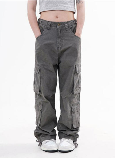 Multi Pocket Knot Hem Cargo Pants Korean Street Fashion Pants By Made Extreme Shop Online at OH Vault