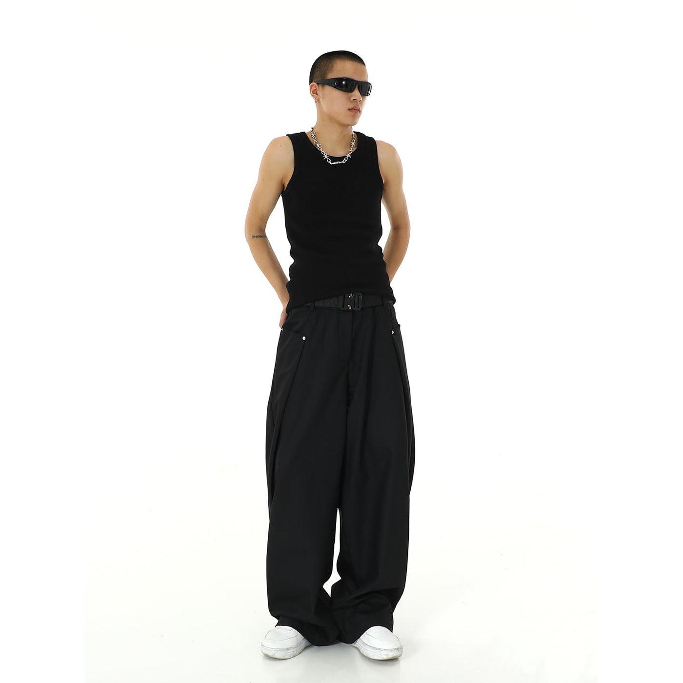 Casual Side Button Pleated Pants Korean Street Fashion Pants By MEBXX Shop Online at OH Vault