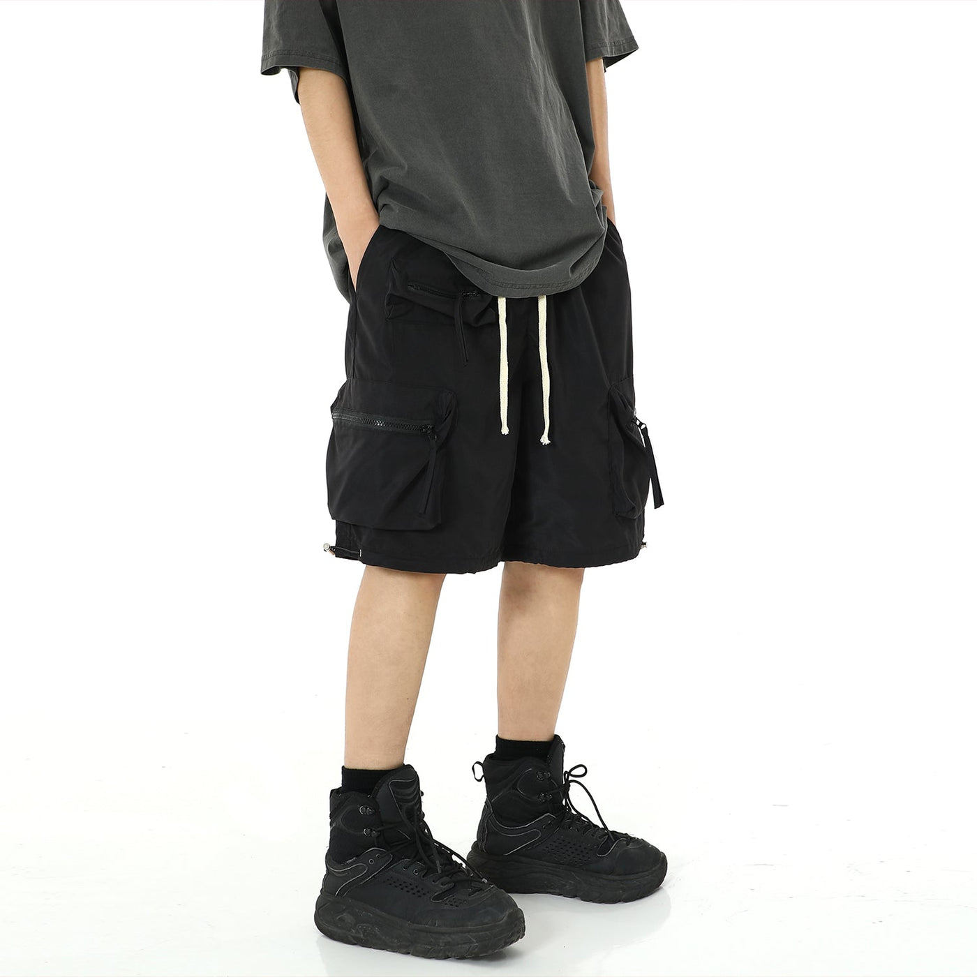 Casual Tie Waist Cargo Shorts Korean Street Fashion Shorts By MEBXX Shop Online at OH Vault