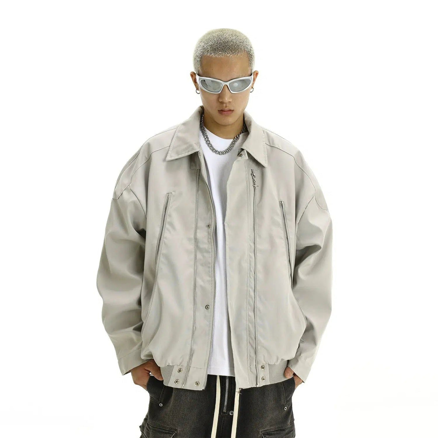 Multi-Zip Collared Jacket Korean Street Fashion Jacket By MEBXX Shop Online at OH Vault