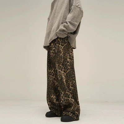 Slant Pocket Leopard Print Loose Pants Korean Street Fashion Pants By 77Flight Shop Online at OH Vault