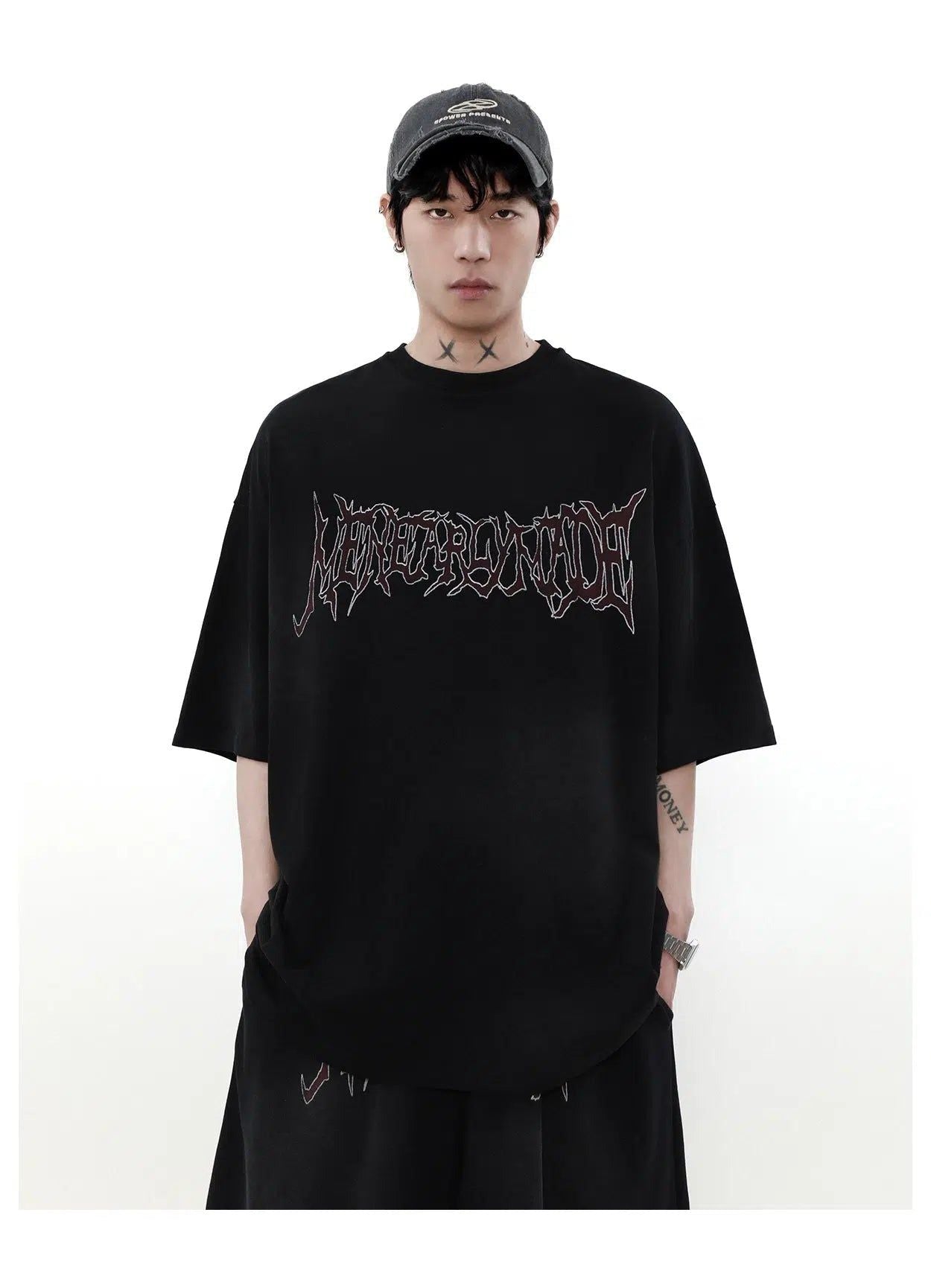 Sprayed Goth Letters T-Shirt Korean Street Fashion T-Shirt By Mr Nearly Shop Online at OH Vault