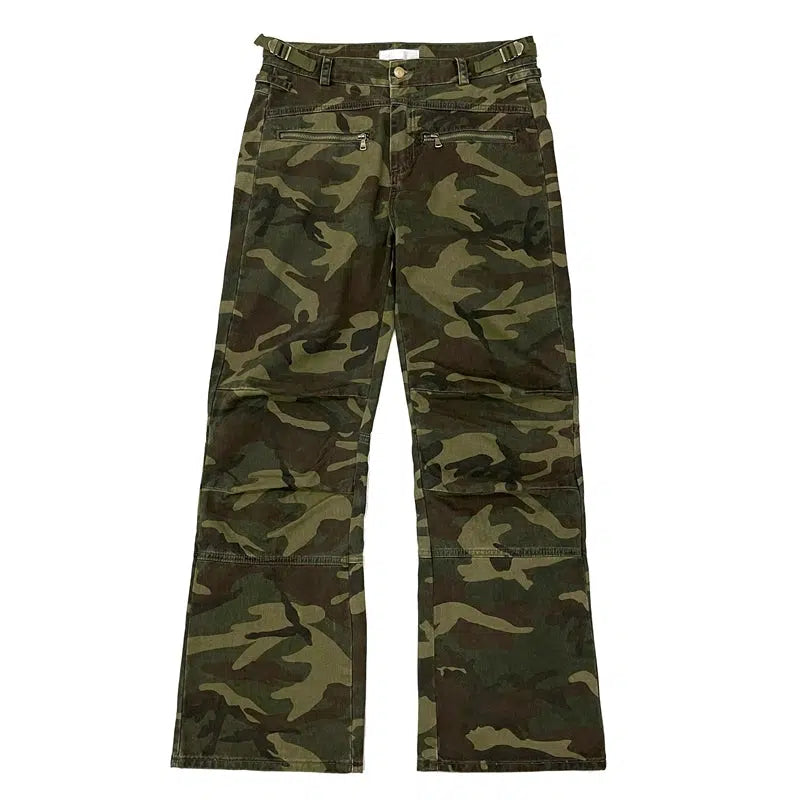 Washed Camouflage Straight Pants Korean Street Fashion Pants By FATE Shop Online at OH Vault