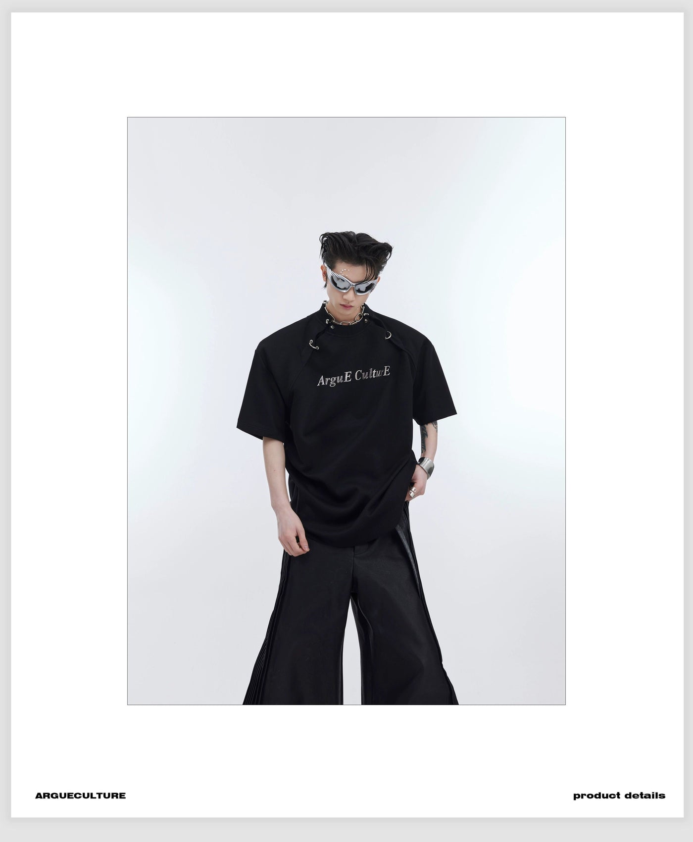 Linked Sleeve Splits Long Sleeve T-Shirt Korean Street Fashion T-Shirt By Argue Culture Shop Online at OH Vault