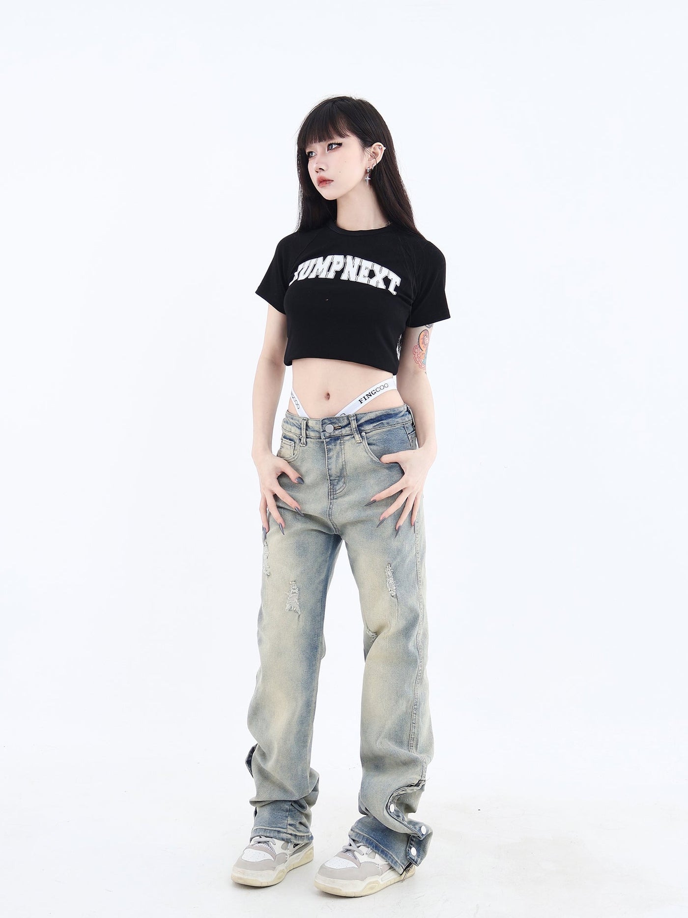 Side Zippered Washed Jeans Korean Street Fashion Jeans By Jump Next Shop Online at OH Vault