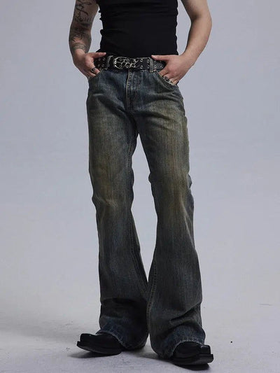 Slub Pattern Bootcut Jeans Korean Street Fashion Jeans By Dark Fog Shop Online at OH Vault