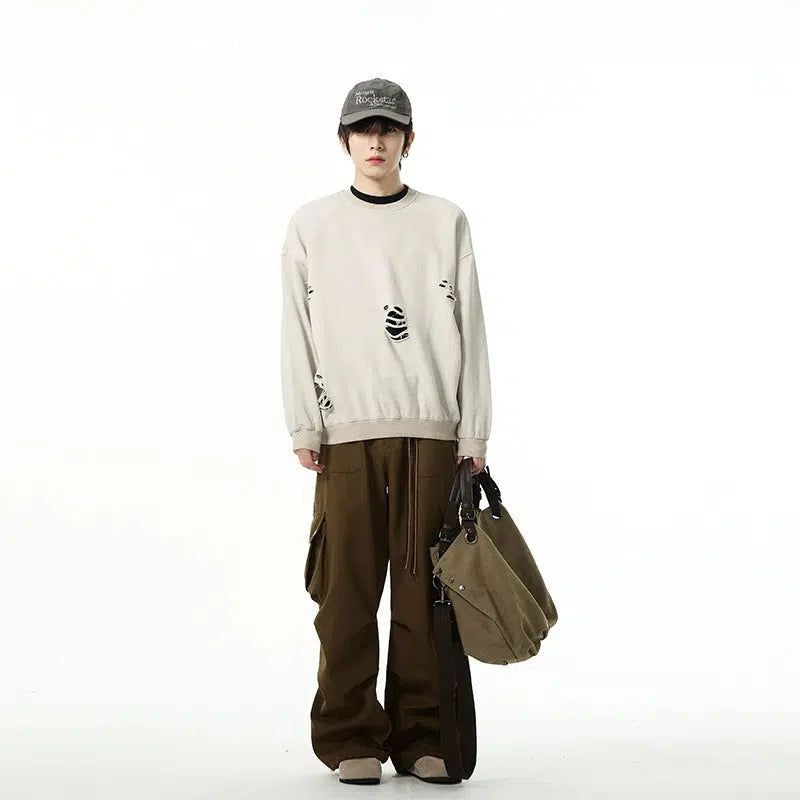 String Details Cargo Pants Korean Street Fashion Pants By 77Flight Shop Online at OH Vault