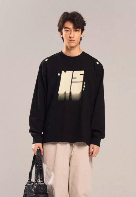 Logo Smudge Long Sleeve T-Shirt Korean Street Fashion T-Shirt By New Start Shop Online at OH Vault