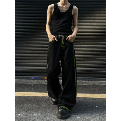 Graffiti Line Wide Pants Korean Street Fashion Pants By MaxDstr Shop Online at OH Vault