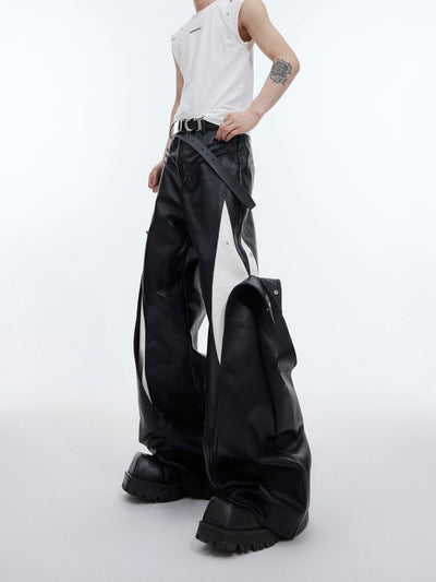 Splits Contrast PU Leather Pants Korean Street Fashion Pants By Argue Culture Shop Online at OH Vault