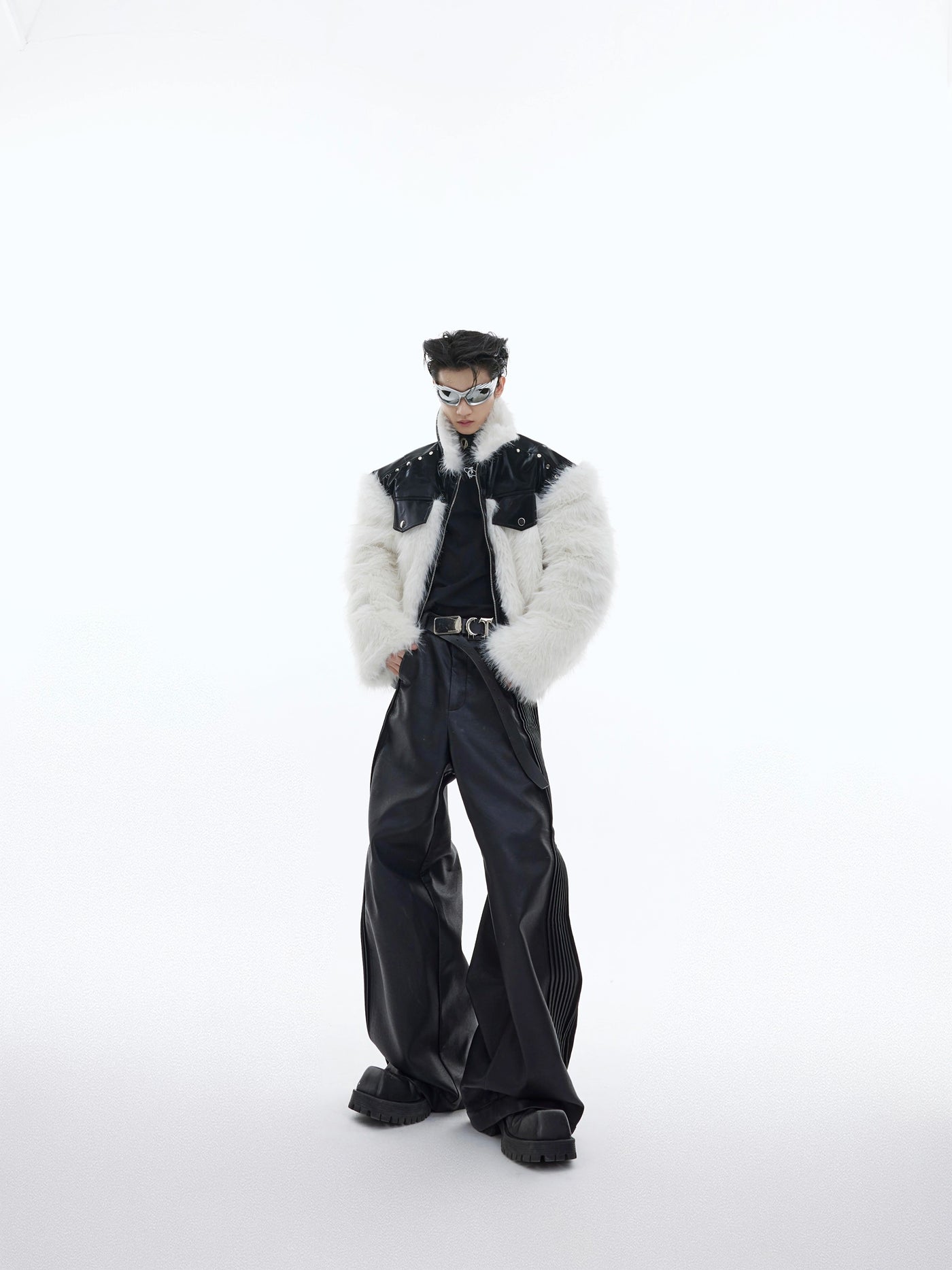 Fur and Leather Splice Jacket Korean Street Fashion Jacket By Argue Culture Shop Online at OH Vault