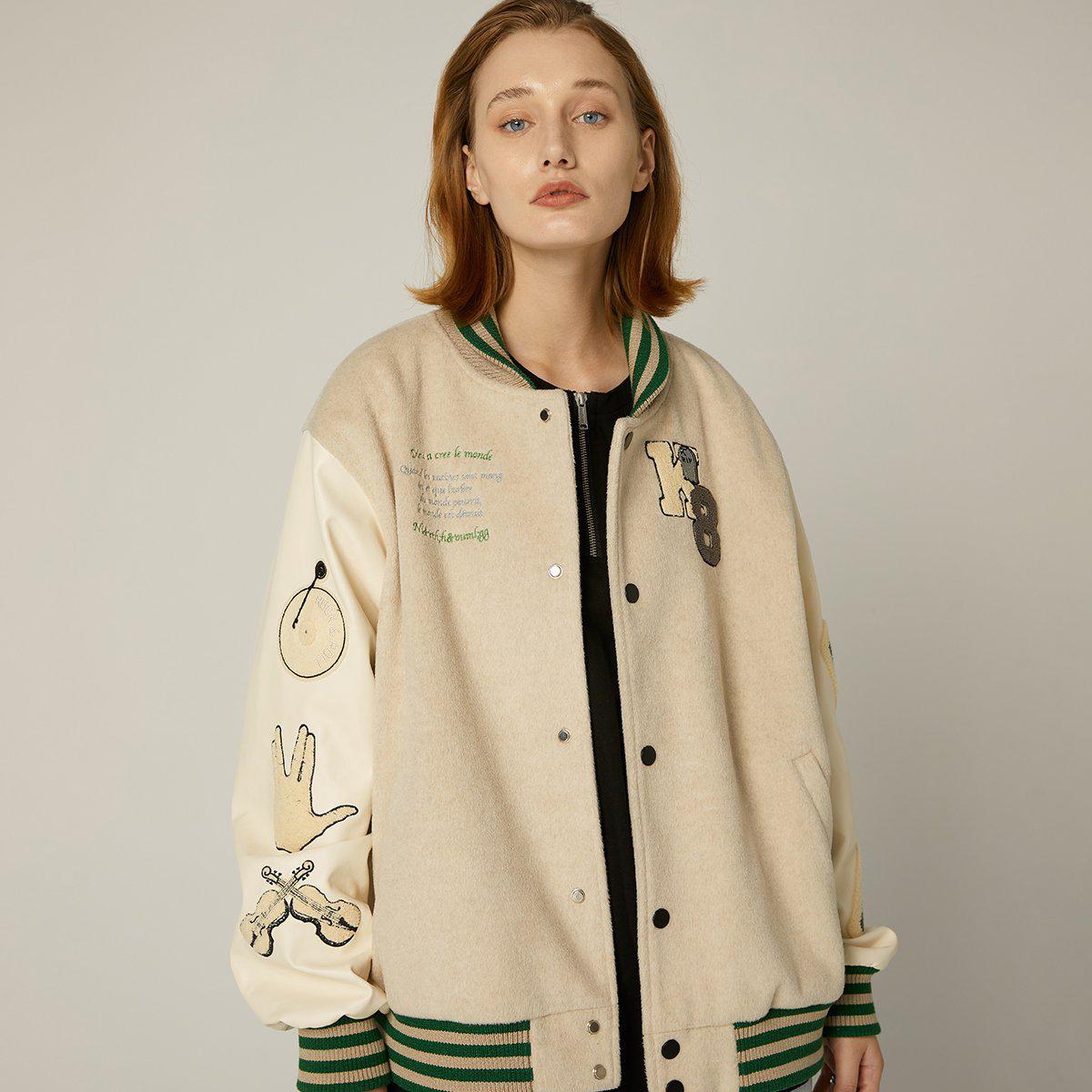 K8 Embroidered Varsity Jacket Korean Street Fashion Jacket By Kreate Shop Online at OH Vault