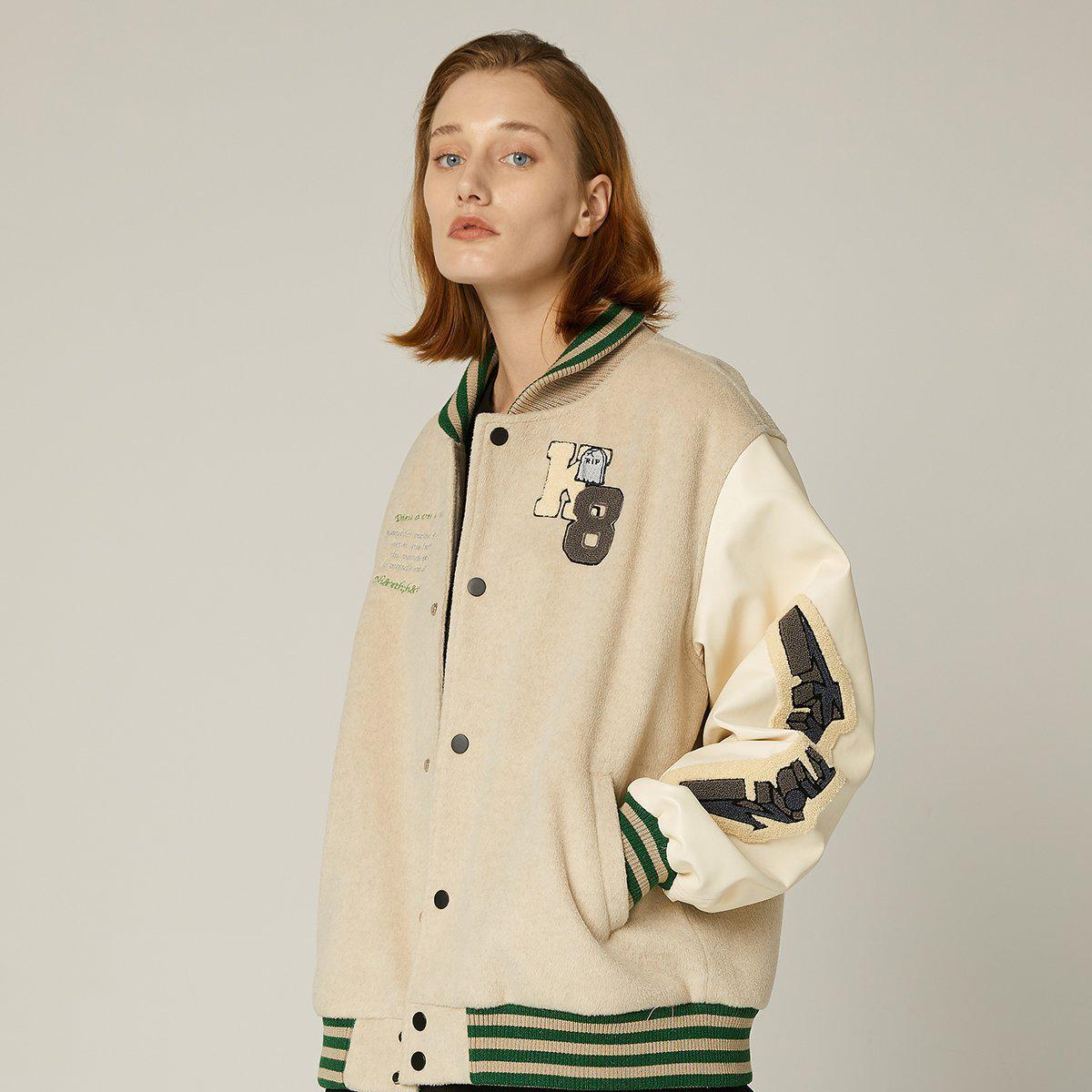 K8 Embroidered Varsity Jacket Korean Street Fashion Jacket By Kreate Shop Online at OH Vault