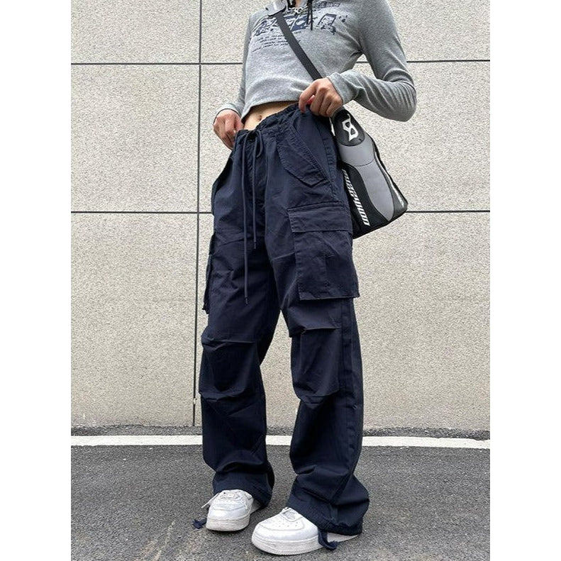 Drawstring Cargo Pants Korean Street Fashion Pants By Made Extreme Shop Online at OH Vault