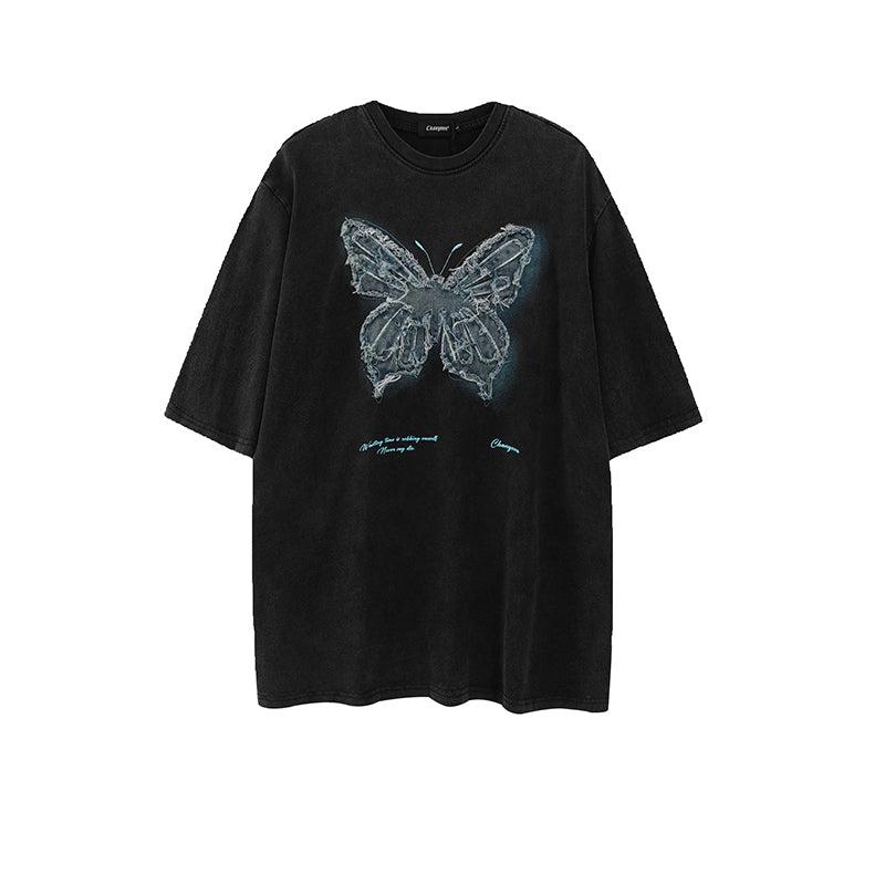 Patched Butterfly T-Shirt Korean Street Fashion T-Shirt By Made Extreme Shop Online at OH Vault