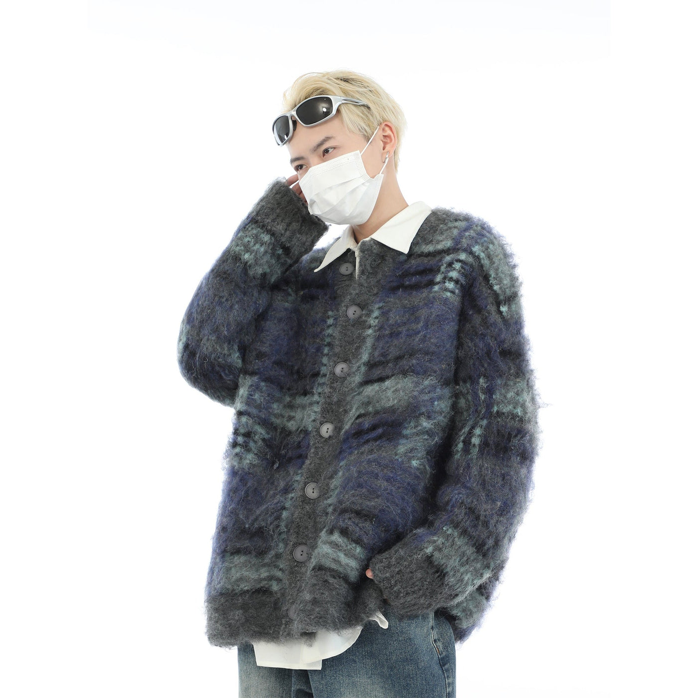 Stripe Mohair Knit Cardigan Korean Street Fashion Cardigan By MaxDstr Shop Online at OH Vault