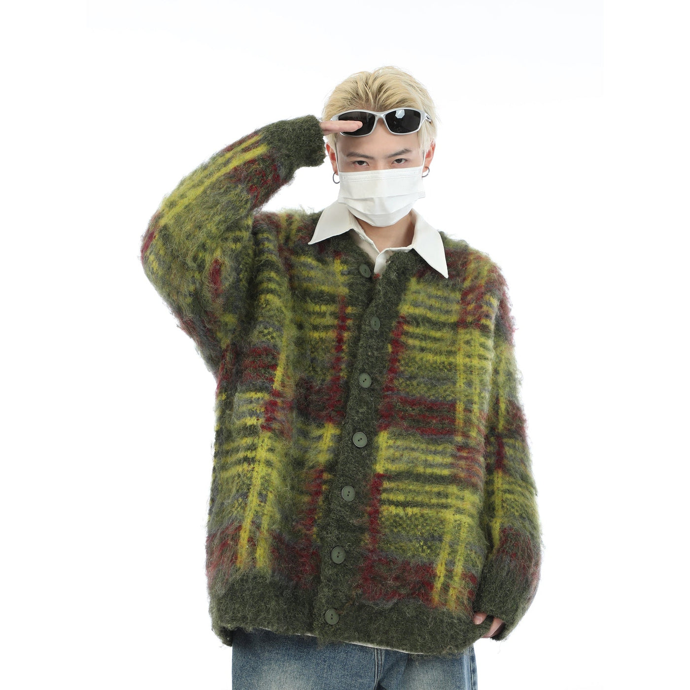 Stripe Mohair Knit Cardigan Korean Street Fashion Cardigan By MaxDstr Shop Online at OH Vault