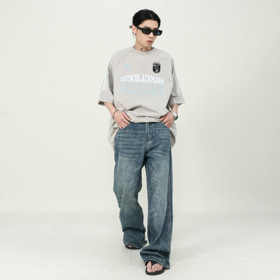 Wide Shoulder Washed T-Shirt Korean Street Fashion T-Shirt By Mr Nearly Shop Online at OH Vault