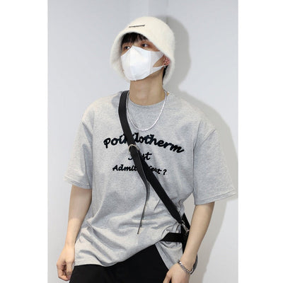 Cursive Logo T-Shirt Korean Street Fashion T-Shirt By Poikilotherm Shop Online at OH Vault