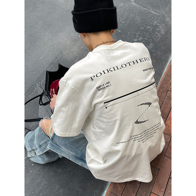 Letters And Line Tee Korean Street Fashion Shirt By Poikilotherm Shop Online at OH Vault