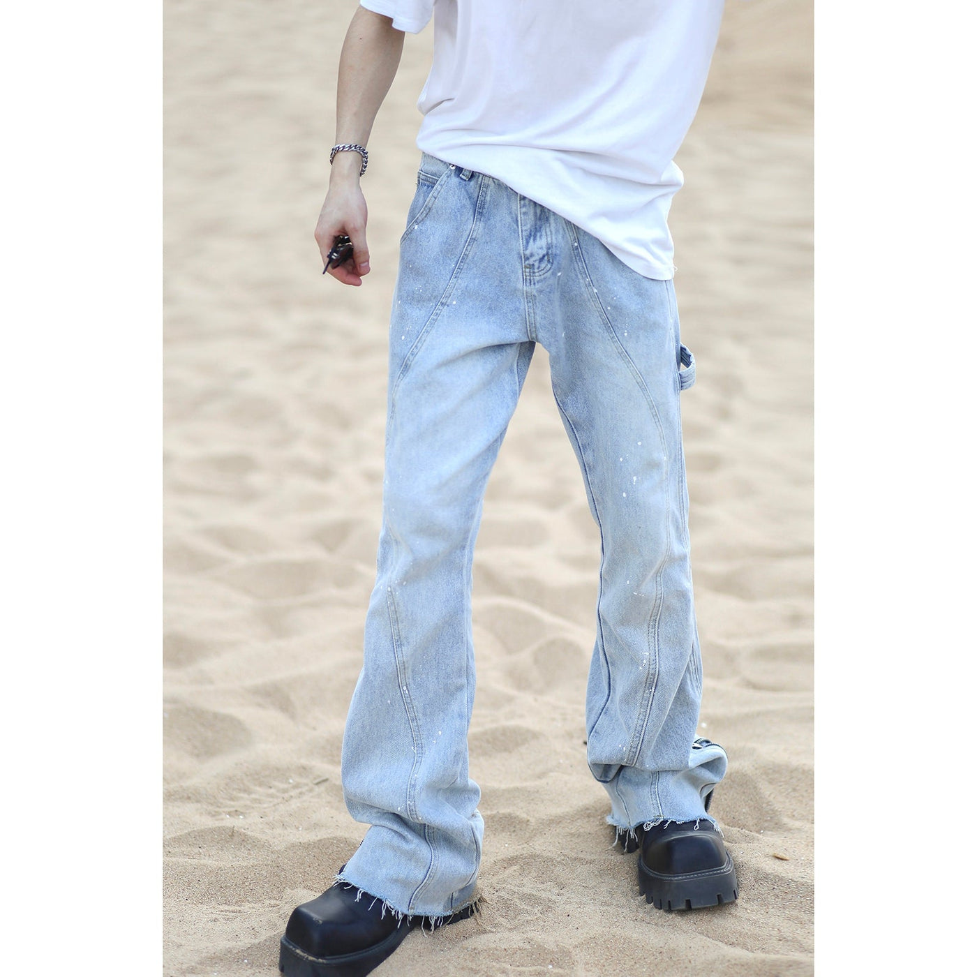 Tattered Hem Style Jeans Korean Street Fashion Jeans By Poikilotherm Shop Online at OH Vault