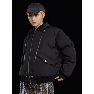 Three Zippers Puffer Jacket Korean Street Fashion Jacket By R69 Shop Online at OH Vault